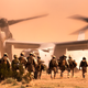 Marines and sailors from India Company, 3rd Battalion, 3rd Marine Regiment, make their way to a VMMT 365 MV-22 Osprey at Marine Corps Air Ground Combat Center Twentynine Palms, California (US Marine Corps)